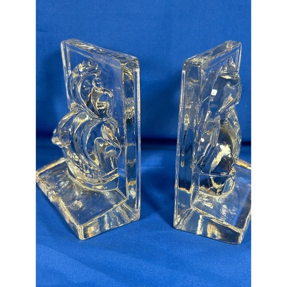 VTG Crystal Clipper Sailing Ship Schooner Bookends New Martinsville 3D Maritime - Picture 8 of 14